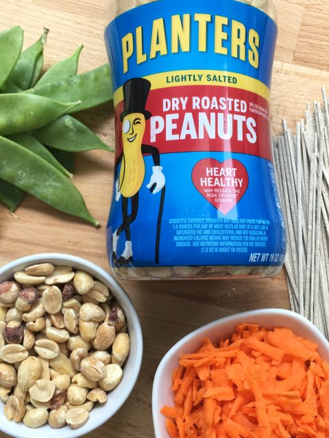 Soba Noodles with Peanuts, Carrots, and Snow Peas via LizsHealthyTable.com
