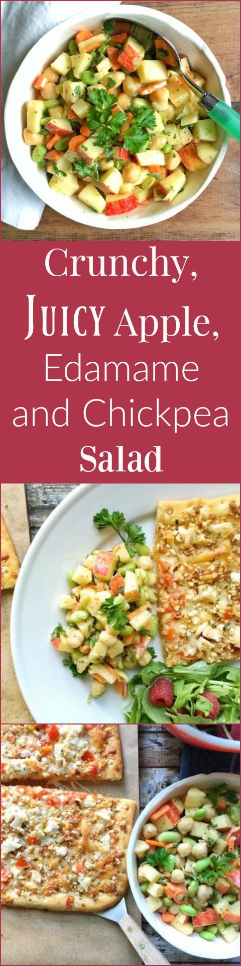 Crunchy, Juicy Apple, Edamame and Chickpea Salad via LizsHealthyTable.com