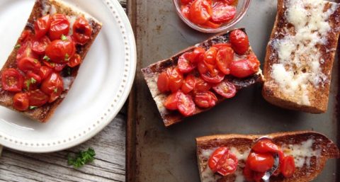 Sharp Cheddar Grilled Cheese with Broiled Tomatoes from Sara at Sara Haas via LizsHealthyTable.com