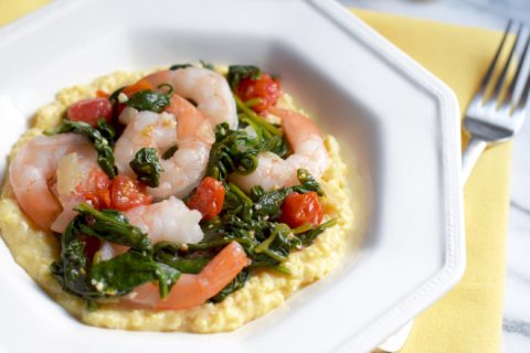 Easy Creamy Polenta, Shrimp, and Vegetable Bowls from Elizabeth at Better is the New Perfect via LizsHealthyTable.com