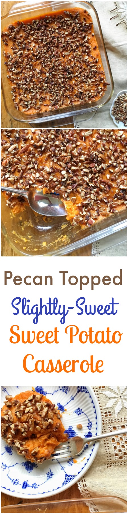 Pecan Topped, Slightly-Sweet Sweet Potato Casserole via LizsHealthyTable.com Pecan Topped, Slightly-Sweet Sweet Potato Casserole via LizsHealthyTable.com