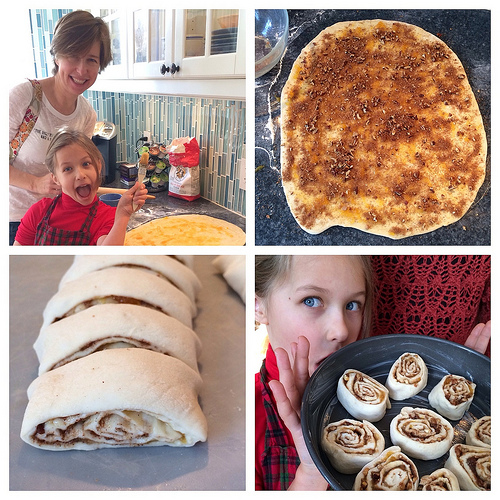 Baking cinnamon buns with the Manic Mommies via Lizshealthytable.com