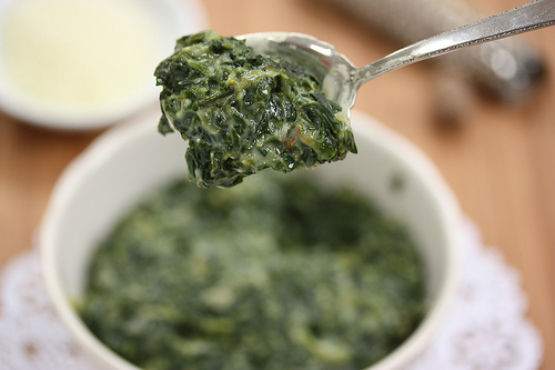 Cream-less Creamed Spinach via LizsHealthyTable.com