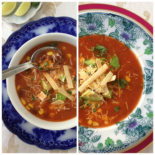 South-of-the-Border Tortilla Soup via LizsHealthyTable.com South-of-the-Border Tortilla Soup via LizsHealthyTable.com