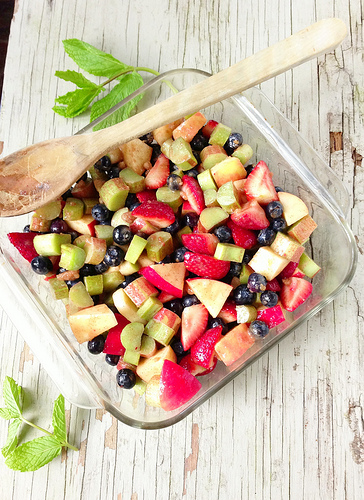 Apple, Rhubarb and Berry crisp via LizsHealthyTable.com