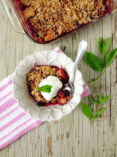 Apple, Rhubarb and Berry Crisp via LizsHealthyTable.com