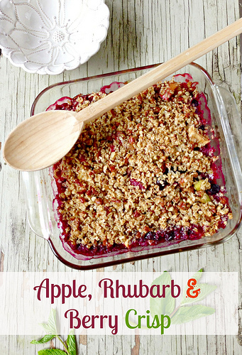 Apple Rhubarb and Berry Crisp via LizsHealthyTable.com