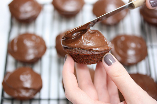 Berry Good Chocolate Cupcakes via LizsHealthyTable.com #chocolate #cupcakes #healthy