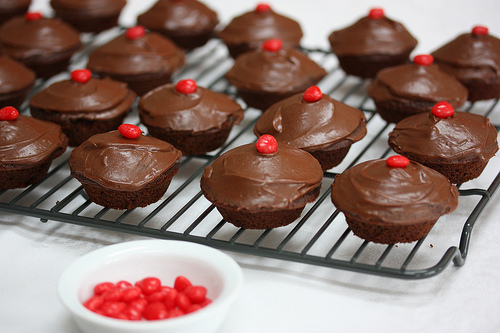 Berry Good Chocolate Cupcakes via LizsHealthyTable.com #chocolate #cupcakes #healthy