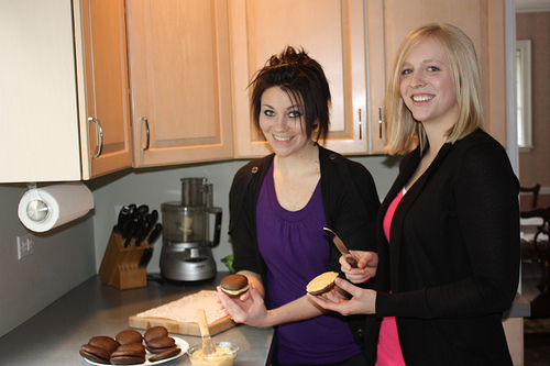 Chocolate Pumpkin Whoopie Pies via LizsHealthyTable.com #chocolate #dessert