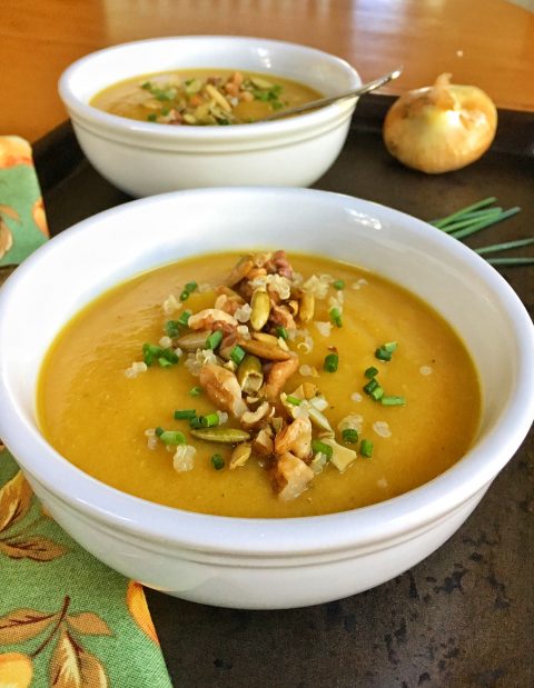 Autumn's Best Butternut Squash, Apple and Pear Soup via LizsHealthyTable.com