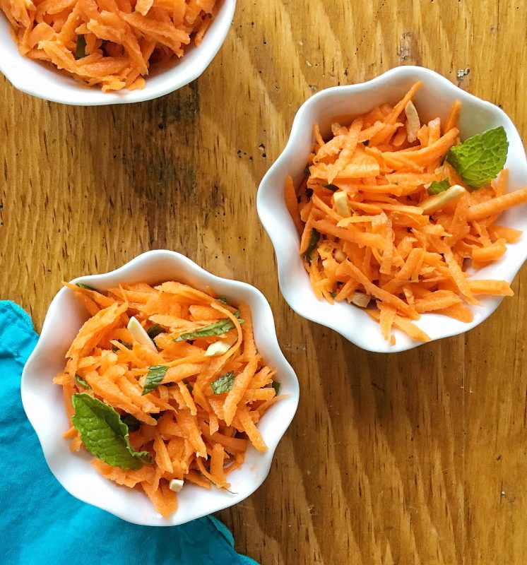 Carrot Salad with mint, honey, and lime via LizsHealthyTable.com #vegetables
