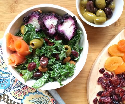 Kale Salad with Lemon Yogurt Dressing via LizsHealthyTable.com Kale Salad with Lemon Yogurt Dressing via LizsHealthyTable.com