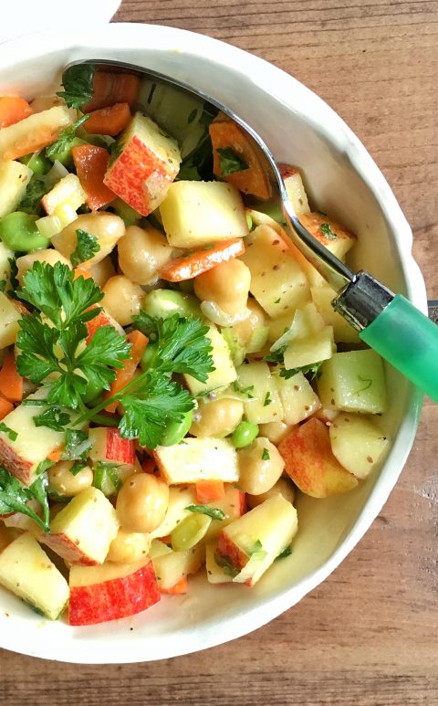 Crunchy, Juicy Apple, Edamame and Chickpea Salad via LizsHealthyTable.com