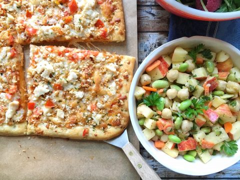 Crunchy, Juicy Apple, Edamame and Chickpea Salad via LizsHealthyTable.com