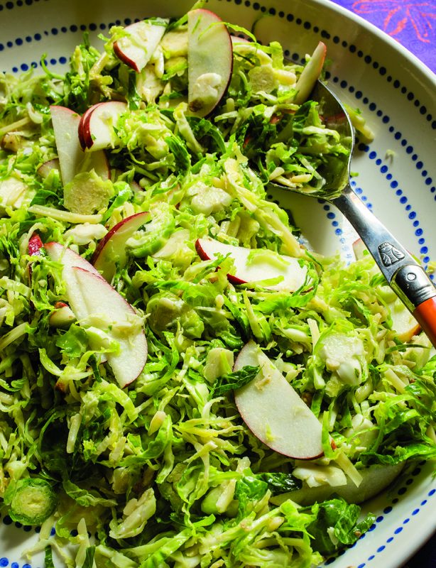 Raw Brussels Sprout Salad via LizsHealthyTable.com