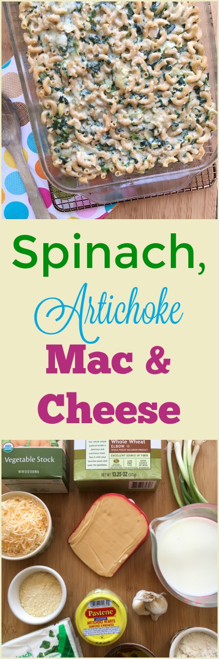 Spinach, Artichoke Mac & Cheese via MealMakeoverMoms.com/kitchen #dinner #pasta #wholegrain #spinach #healthy