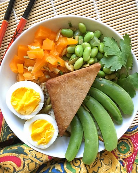 Teriyaki Tofu & Veggie Protein Bowl via LizsHealthyTable.com