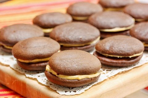 Chocolate Pumpkin Whoopie Pies via LizsHealthyTable.com #chocolate #dessert