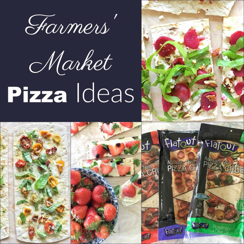 Farmers' Market Pizzas via lpzshealthytable.com #flatoutlove #pizza #vegetables #vegetarian