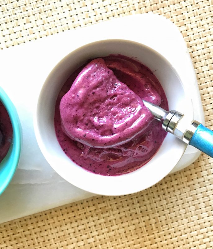 Berry, Banana, Peanut Butter Soft Serve via LizsHealthyTable.com