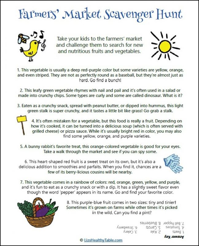 Farmers' Market Scavenger Hunt - FREE Printable via LizsHealthyTable.com