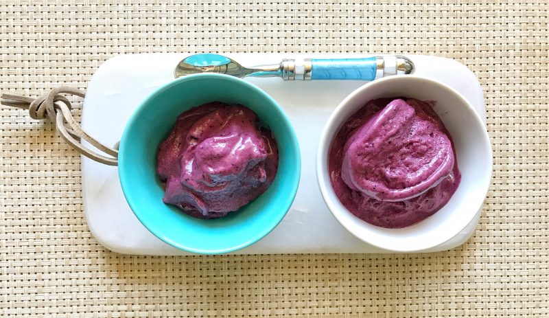 Berry, Banana, Peanut Butter Soft Serve via LizsHealthyTable.com