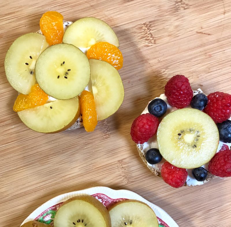 SunGold Flower Power Fruit Pizzas via LizsHealthyTable.com 