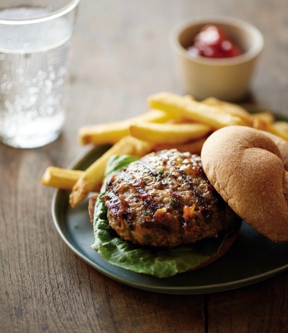 Cheddar Chive Burgers via LizsHealthyTable.com #burger #dinner
