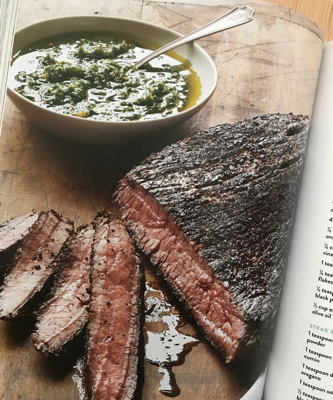 Grilled Flank Steak with Chimichurri Sauce via LizsHealthyTable.com