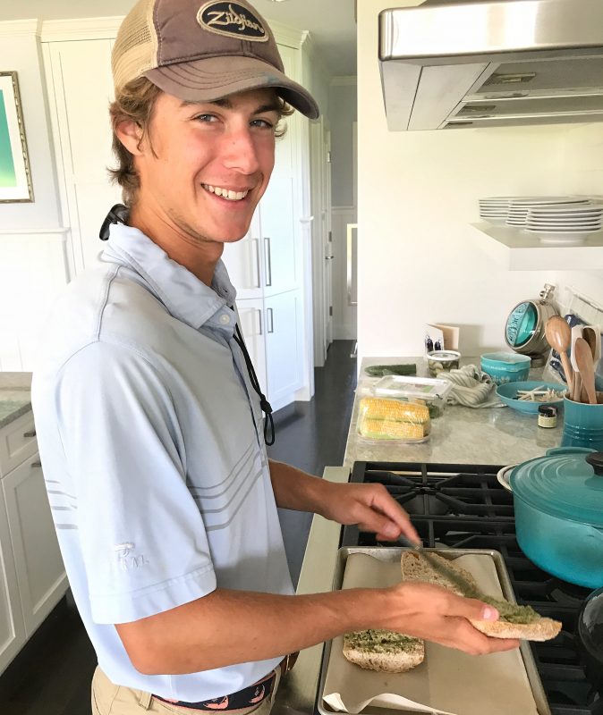 Simon making tuna melts from From Freezer to Table via LizsHealthyTable.com