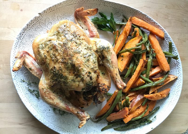 "Mom the House Smells Great" Roasted Chicken via LizsHealthyTable.com #dinner #chicken #roasted