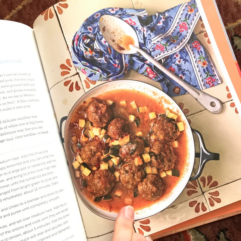 Meatballs in Guajillo Sauce with Zucchini via lizshealthytable.com
