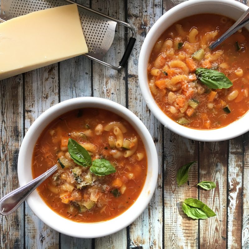 Macaroni Minestrone Soup via LizsHealthyTable.com 