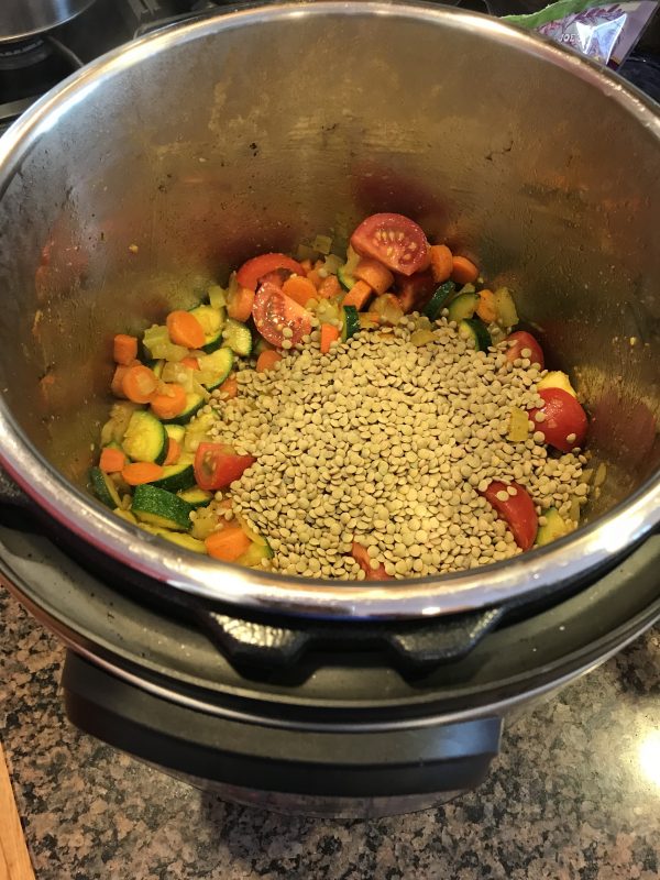 Instant Pot Lentil and Vegetable Soup with Herbs & Sardines via LizsHealthyTable.com #omegas4health