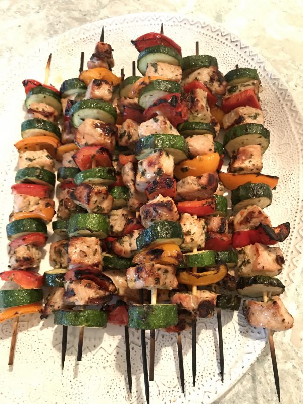 Pork and Vegetable Kabobs via LizsHealthyTable.com 
