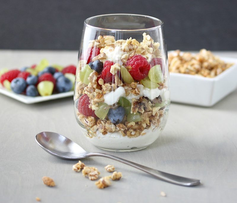 cottage cheese fruit parfait via lizshealthytable.com