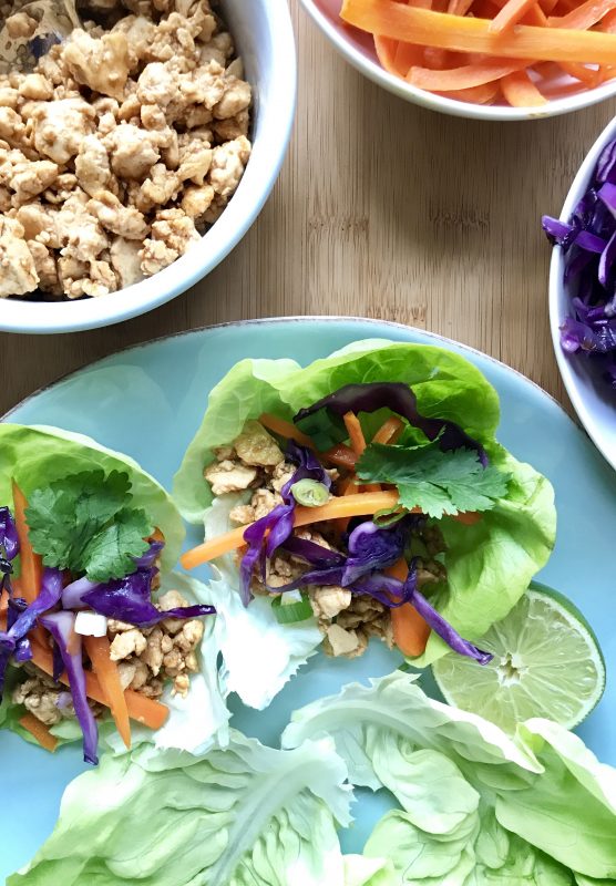 Tofu Lettuce Wraps via LizsHealthyTable.com #vegan #vegetarian #plantbased