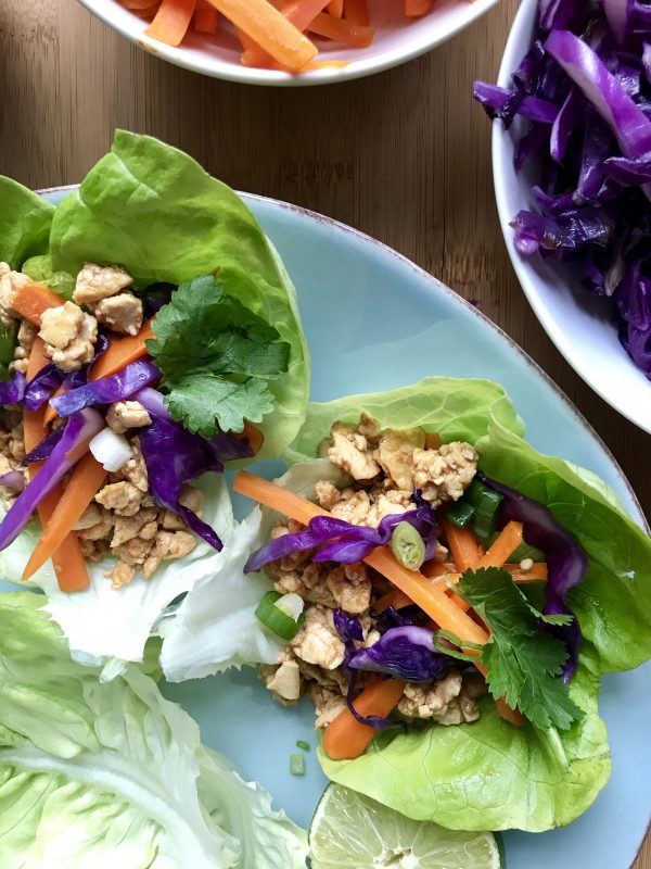 Tofu Lettuce Wraps via LizsHealthyTable.com #vegan #vegetarian #plantbased
