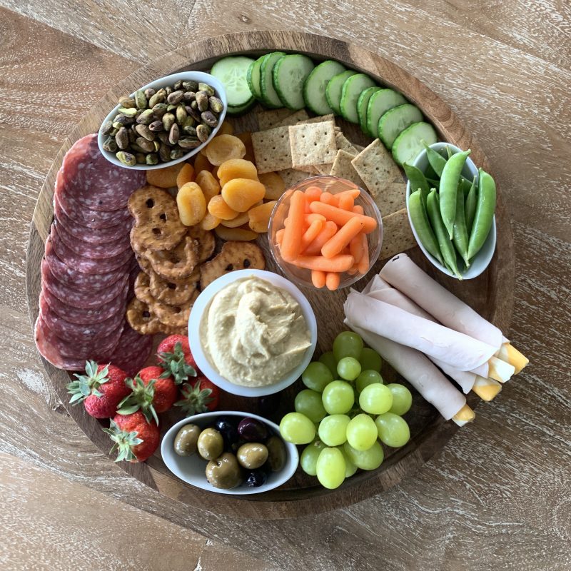 How to make a kid-friendly snack board via lizshealthytable.com #snackboard