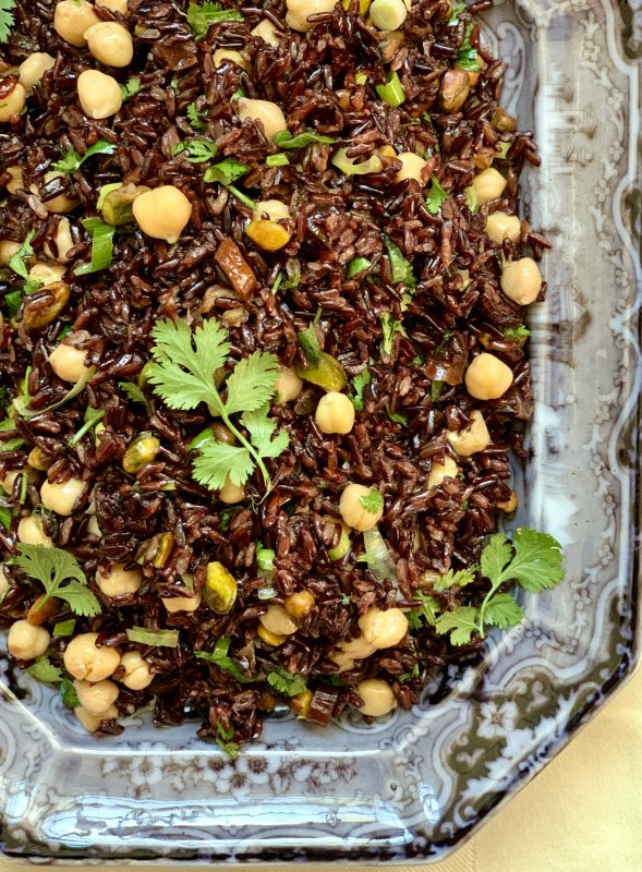 Moroccan Forbidden Rice Salad via LizsHealthyTable.com 