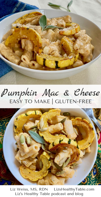 Gluten Free Pumpkin Mac and Cheese via LizsHealthyTable.com #glutenfree #pumpkin
