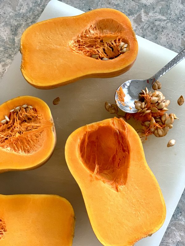 Honeynut Squash Stuffed with Mushrooms, Chickpeas, Pistachios & Cranberries via LizsHealthyTable.com #vegan #vegetarian