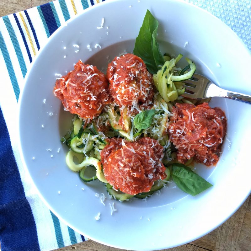 Turkey & Carrot Meatballs with Zucchini Noodles via lizshealthytable.com
