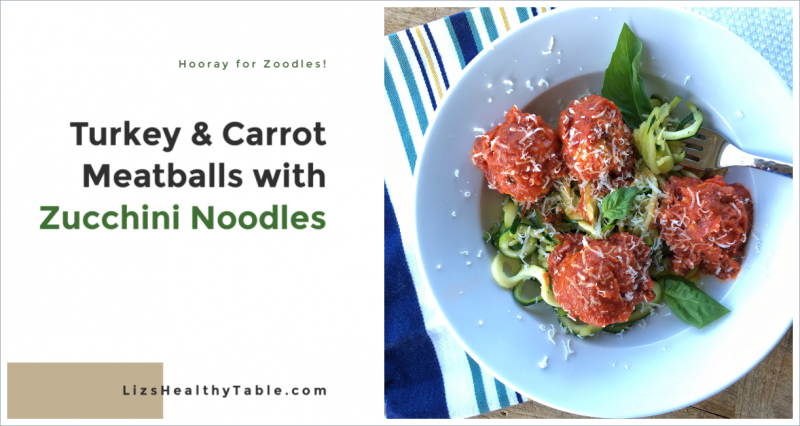 Turkey & Carrot Meatballs with Zucchini Noodles via lizshealthytable.com