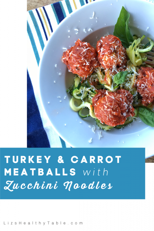 Turkey & Carrot Meatballs with Zucchini Noodles via lizshealthytable.com