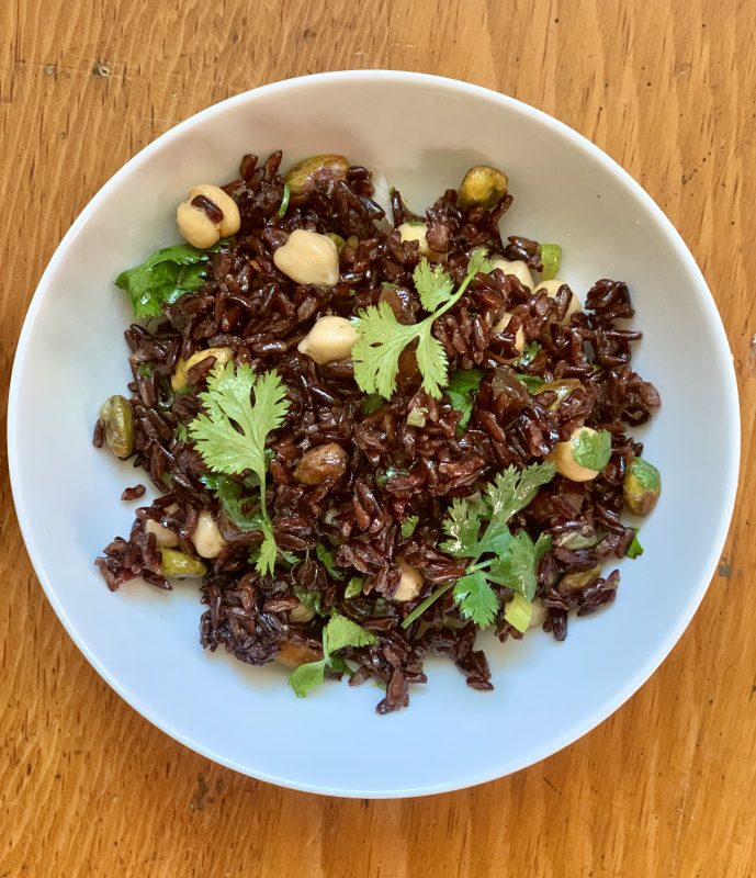 Moroccan Forbidden Rice Salad via LizsHealthyTable.com 