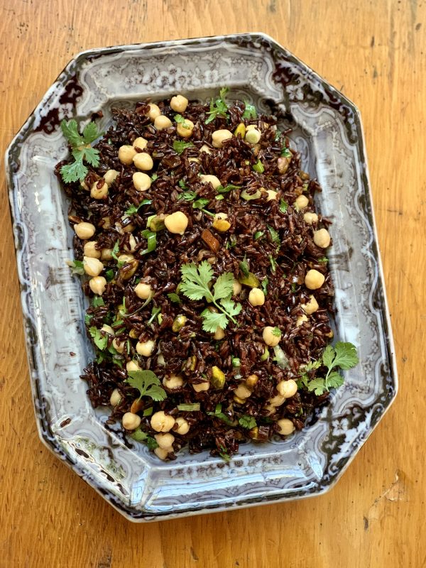 Moroccan Forbidden Rice Salad (also known as black rice) via LizsHealthyTable.com 