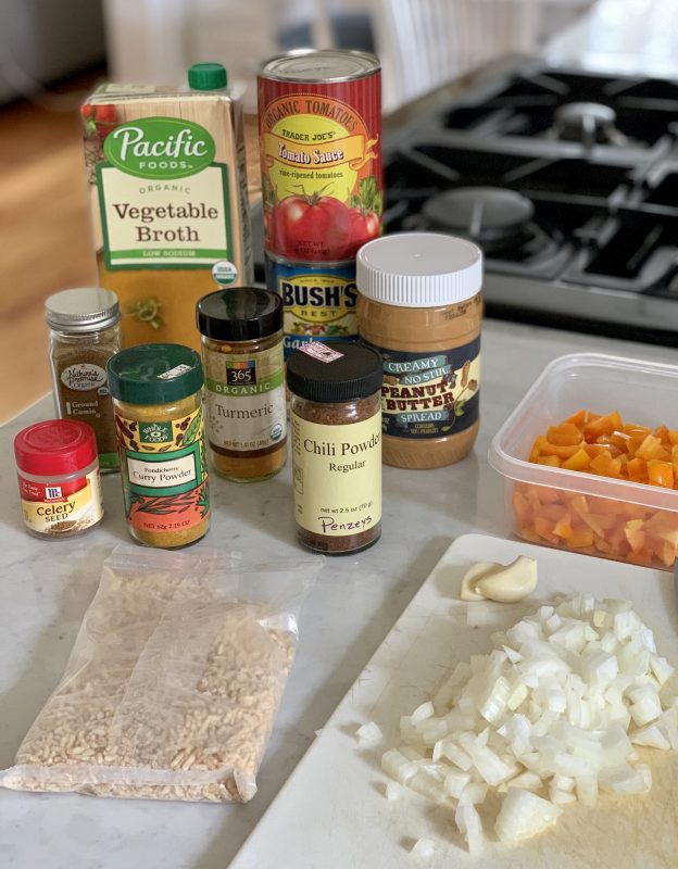 Pantry Peanut Butter & Chickpea Soup via lizshealthytable.com #quarantinekitchen
