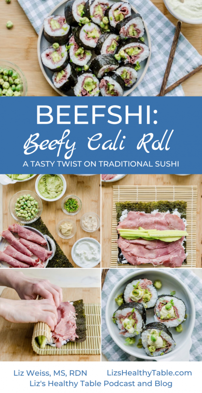A Tasty Twist on Sushi: Beefy Cali Roll "Beefshi" via lizshealthytable.com